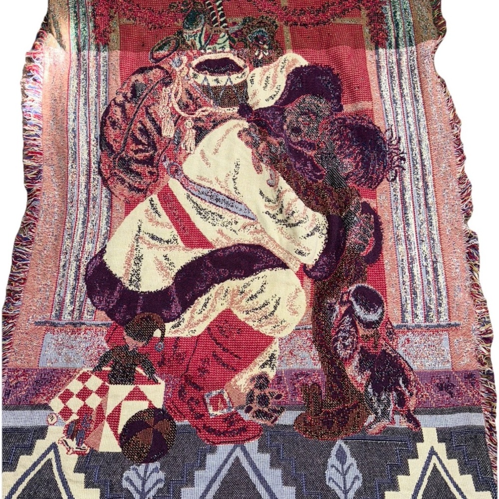 The Rug Barn Hugging Santa Throw 100% cotton Christmas Blanket Tapestry 46x60” - Picture 5 of 5